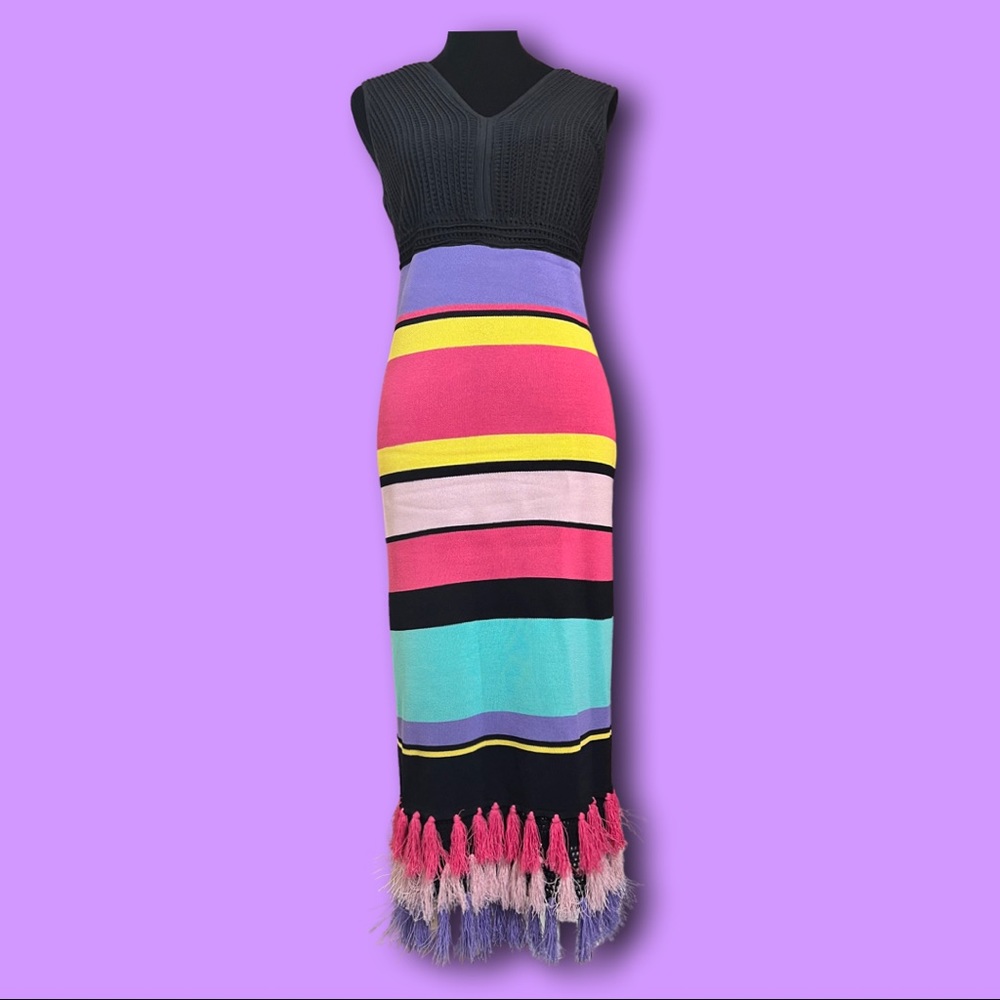 Colorful New York and Company Dress with Tassels Size Medium
